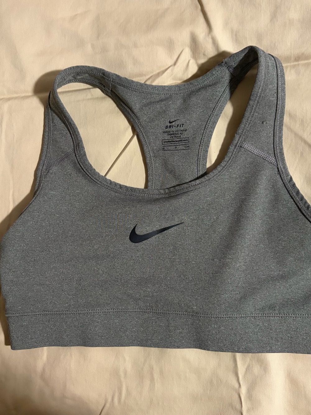 Nike Heather Gray Racerback Dri-FIT Sports Bra with Swoosh